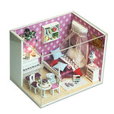 CONTINUELOVE DIY Miniature Doll House Kit - Wooden Dollhouse Model Kit - with Furniture, Led Lights and Dust Cover - Cute Mini Toy House - The Best Toy Gift for Boys and Girls(Queen Star Dream)