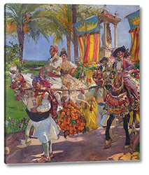 Valencia, Couples on Horseback by Joaquin Sorolla y Bastida - 15" x 18" Gallery Wrap Giclee Canvas Print - Ready to Hang