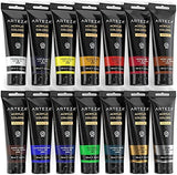 Arteza Metallic Acrylic Paint Set of 8 Classic Elements and Acrylic Paint Set 14 Colors Bundle, Painting Art Supplies for Artist, Hobby Painters & Beginners