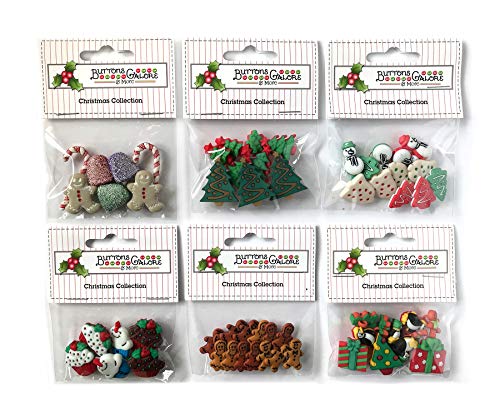 Buttons Galore 60+ Assorted Christmas Buttons for Sewing & Crafts - Set of 6 Button Packs -