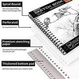 FIXSMITH 9"X12" Sketch Book | 400 Sheets (68 lb/100gsm) | Pack of 4 (100 Sheets Each) | Durable Acid Free Drawing Paper | Spiral Bound Sketchpad for Beginners,Artists & Professionals | Bright White