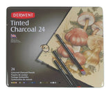 Derwent Tinted Charcoal Pencils, 4mm Core, Metal Tin, 24 Count (2301691)