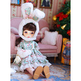 HMANE BJD Dolls Clothes for 1/6 BJD Dolls, 4Pcs Cute Rabbit Ears Hat Floral Dress for 1/6 BJD Dolls (No Doll)