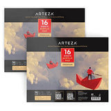 ARTEZA 11x14” Acrylic Pad, Pack of 2, 32 Sheets (246lb/400gsm), 16 Sheets Each, Glue Bound Artist