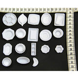 BARMI 33Pcs/Set 1/12 Dollhouse Resin Clear Miniature Plate Dish Kitchen Tableware Toy,Perfect DIY Dollhouse Toy Gift Set 33pcs