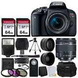 Canon EOS Rebel T7i 24.2MP Digital SLR Camera + EF-S 18-55mm f/4-5.6 is STM Lens + 2X 64GB Memory Card + Wide Angle & Telephoto Lens + RC-6 Wireless Remote + DC59 Gadget Bag + Tripod + Valued Bundle