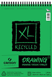Canson XL Series Recycled Drawing Paper Pad, Top Wire Bound, 70 Pound, 9 x 12 Inch, 60 Sheets
