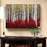 Hand Painted Bedroom Canvas Wall Art, 28" x 40" Framed Tree Oil Painting, Wraps Modern Rustic Art for Living Room Bathroom Dining Bedroom Gallery Coffee Shop Decor, Red Birch