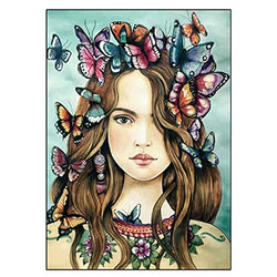 DCIDBEI Diamond Painting Golden Butterfly Girl,DIY Crystal Diamond Painting Rhinestone Embroidery Cross Stitch Kits Supply Arts Craft Canvas Wall Decor Stickers 12x16 inches