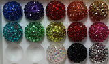 20mm Mix of 52 Metallic style Rhinestone Chunky Bubblegum Beads 13 Colors Resin Gumball