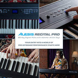 Digital Piano Bundle - Electric Keyboard with 88 Weighted Keys, Built-In Speakers, 12 Voices and Sustain Pedal – Alesis Recital Pro and M-Audio SP-2