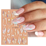 JMEOWIO 3D Embossed Spring Flower Nail Art Stickers Decals Self-Adhesive Pegatinas Uñas 5D Summer Leaf Nail Supplies Nail Art Design Decoration Accessories 4 Sheets