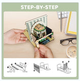 DIY Book Nook Miniature Kit - LED Booknook Miniature Dollhouse Kit 3D Wooden Puzzle Crafts Bookshelf for Teens and Adults to Build-Creativity Gift for Christmas Birthday