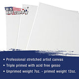 U.S. Art Supply 30 x 36 inch Stretched Canvas 12-Ounce Primed 3-Pack - Professional White Blank 3/4" Profile Heavy-Weight Gesso Acid Free Bulk Pack - Painting, Acrylic Pouring, Oil Paint