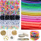 Clay Beads Jewelry Making Kit 10,500PCS - Complete Bracelet Making Kit Mothers Day Crafts for Kids with Flat Beads, Polymer Clay Beads for Bracelets Making, Flat Letter Beads for DIY Heishi Bead Kit