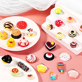 100 Pieces Miniature Food Drinks Toys Mixed Pretend Foods for Dollhouse Kitchen Play Resin Mini Food for Adults Teenagers Doll House (Donut, Ice Cream, Cake, Bread)