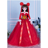 Xin Yan 1/3 Sd Bjd Dolls New Year Red Wedding Doll Ball Jointed Doll DIY Toys Bring Full Clothes, Shoes, Makeup, Face and Wig，Best Birthday for Girls- 23.8 Inch