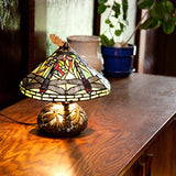 10" H Stained Glass Mini Dragonfly Table Lamp w/ Mosaic Base