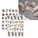 JMEOWIO 12 Sheets Leopard Print Butterfly Nail Art Stickers Decals Self-Adhesive Pegatinas Uñas Spring Summer Nail Supplies Nail Art Design Decoration Accessories