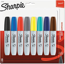 Sharpie Permanent Marker, Chisel Tip, Assorted Colors, Set of 8