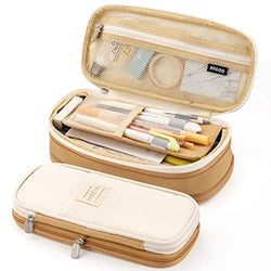 EASTHILL Big Capacity Pencil Pen Case Office College School Large Storage High Capacity Bag Pouch Holder Box Organizer Khaki