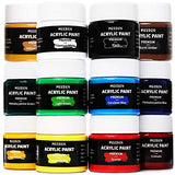 MEEDEN Acrylic Paint Set, 12×100ML(3.33 oz) Non Toxic Vibrant Colors for Canvas, Fabric, Crafts, and More for Artist Beginner and Students
