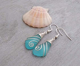 Yinahawaii Handmade Sea Glass Earrings, Hawaiian Jewelry Handmade Earrings, Wire Turquoise Earrings Blue Earrings, Seaglass Jewelry For Women Birthday Gift For Women (December Birthstone Jewelry)