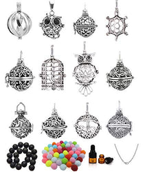 Yaoding 12pcs Mix Hollow Bird Cage Owl Tree Tortoise Ball Locket Lava Stone Perfume Fragrance