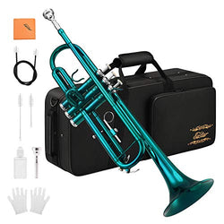 Eastar Standard Bb Sky Blue Trumpet Set for Student Beginner Brass Instrument with Hard Case, Gloves, 7 C Mouthpiece, Valve Oil and Trumpet Cleaning Kit, ETR-380SB (Sky Blue)
