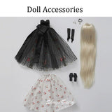 Topmao BJD Dolls Full Set 1/6 Dolls 12inch Ball Jointed Doll Ava Girl Black Evening Dress with Unpainted Body Eyes Face Make Up Head Wig Clothes Shoes, Best Birthday Gift with Girls Kids Children