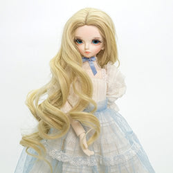 1/3 High Temperature Synthetic Fiber Long Light Brown Big Wavy Hair Wig for 1/3 1/4 1/6 BJD SD Doll