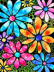 AIWO Diamond Painting Kits, Diamond Art for Adults & Kids, DIY 5D Round Full Drill Paint with Diamonds for Home Wall Decor - Colorful Flowers 12" X 16"