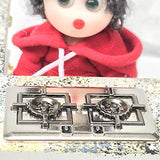 BARMI 1:12 Dollhouse Gas Stove Compact Decorative Metal Mini Miniature Kitchen Double Range for Decorating,Perfect DIY Dollhouse Toy Gift Set A