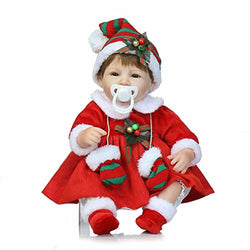 Pinky 42cm 17 inch Lovely Realistic Reborn Dolls Toddler Soft Silicone Lifelike Baby Girl Newborn Doll Babies That Look Real Xmas Outfit Magnet Pacifier