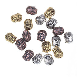 RUBYCA 20PCS Buddha Small Spiritual Metal Beads Mix Colors Spacer for Jewelry Making Bracelet