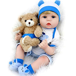 Aori Lifelike Reborn Baby Boy Doll 22 Inch Handmade Weighted Reborn Baby Doll with Bear Toy