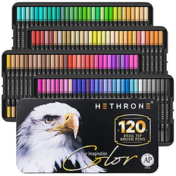 Hethrone 120 Colors Dual Markers Brush Pen - Markers for Adult Coloring Books