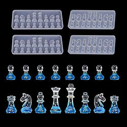 YWNYT 64 Pieces Chess Mold for Resin,3D Silicone Chess Resin Mold, Chess Crystal Epoxy Casting Molds for DIY Clay Cake Art Craft Gift Home Decoration (4 Pack)