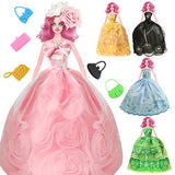 10 Pack Barbi-Clothes and Accessories - 5 PCS Fashion-Dresses - Wedding Gown Dresses 5 pcs Handbags for 11.5-inch-Doll for Chirldren Birthday Gift