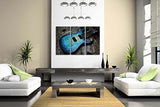 Guitar in Blue Looks Magical Lies On Wooden Wall Art Painting The Picture Print On Canvas Music Pictures for Home Decor Decoration Gift