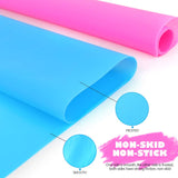 LEOBRO 2 Pack A3 Extra Large Silicone Sheet for Crafts Jewelry Casting Moulds Mat, Premium Silicone Placemat, Multipurpose Mat, Nonstick Nonskid Heat-Resistant, Blue & Rose Red (15.7 x 11.7 inches)