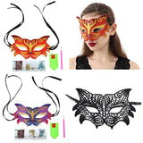 F-ber DIY Diamond Masks EVA Half Face Masks with Diamond Painting Tools, Masquerade Mask for Women Party Prom Ball Lace Eye Mask DIY Arts Crafts Gifts (Tiger A + B + C)