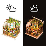 ROBOTIME DIY Miniature Dollhouse Kit Garden House with Furniture Sets Best Birthday Gifts for Adults