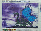 DIY 5D Diamond Painting Kits for Adults,3/4 Drill Embroidery Paint with Diamond for Home Wall Decor - Purple Flying Dragon - 16x12inch