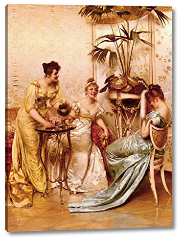 The Tea Party by Frederic Soulacroix - 7" x 10" Gallery Wrap Giclee Canvas Print - Ready to Hang