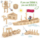 Brain Blox Wooden Building Blocks for Kids - Building Planks Set, STEM Toys for Boys and Girls (100