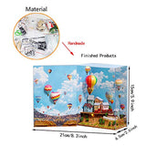 WYD DIY Book Stand Series Mini Book House Book Shape Box Three-Dimensional Assembled Miniature Dollhouse Puzzle Toy with Dust Cover for Children's Birthday Learning Gift (hot air Balloon)