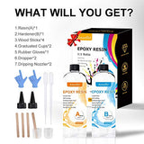 32OZ Epoxy Resin- Resin Kit- Crystal Clear Epoxy Resin, Epoxy Casting and Coating for Jewelry Resin, Art, River Tables Easy Mix 1:1 Resin epoxy and Hardener with Tool kit