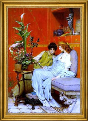 Art Oyster Sir Lawrence Alma-Tadema Confidences - 18.05" x 27.05" Premium Canvas Print with Gold Frame