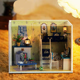 CONTINUELOVE DIY Miniature Doll House Kit - with Furniture, Led Lights and Dust Cover - Wooden Dollhouse Model Kit - The Best Toy Gift for Boys and Girls - Exquisite Toy House(Deep Blue Star Dream)